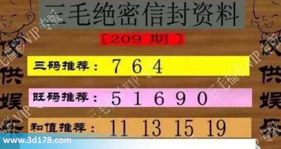 3d第2026209三毛绝密信封资料图胆码推荐:467