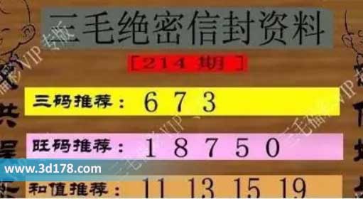 3d第2026214三毛绝密信封资料图胆码推荐:367