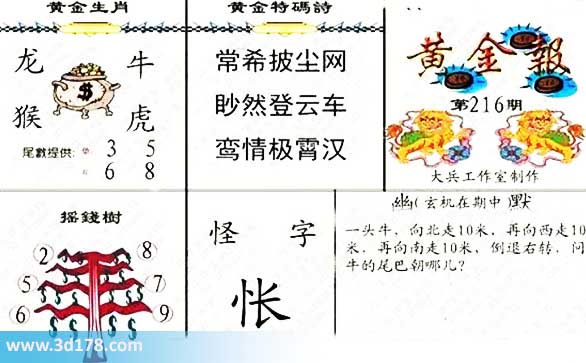 3d第2026216黄金报尾数推荐:双数看68