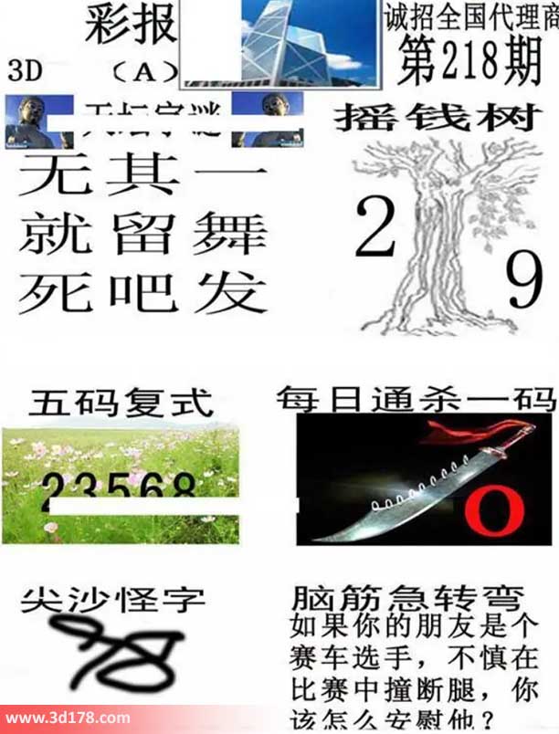香港彩报3d第2026218期杀一码:0