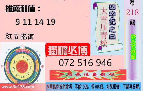 第2026218期3d红五玄机图四字记之曰:大雪压青松