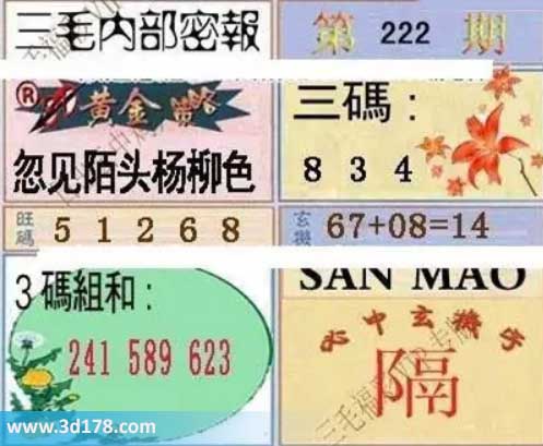 3d第2026222期三毛内部密报图黄金策略:忽见陌头杨柳色