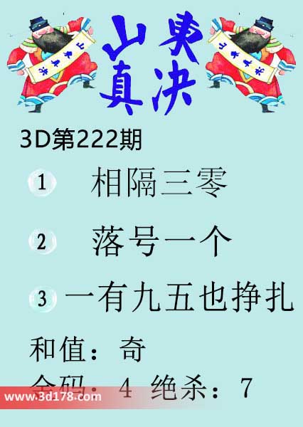 3d山东真诀图第2026222期金胆:4