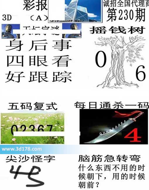 香港彩报3d第2026230期杀一码:8