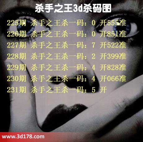 杀手之王杀码图3d第2026231期推荐：杀一码5
