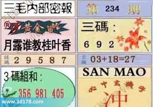 3d第2026234期三毛内部密报图黄金策略:不见长安见尘雾