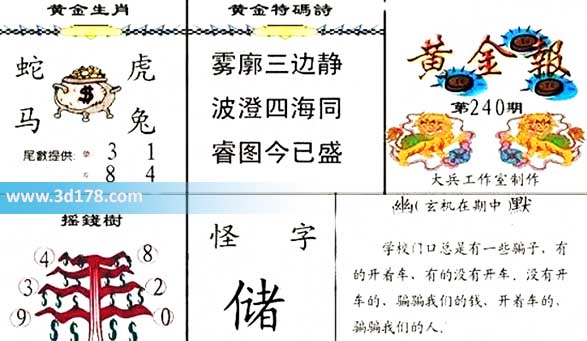 3d第2026240黄金报尾数推荐:单3 1 双4 8