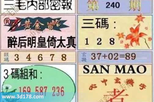 3d第2026240期三毛内部密报图三码推荐:128