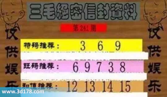 3d第2026241三毛绝密信封资料图胆码推荐：369