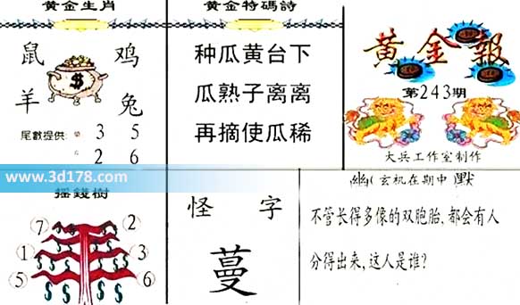 3d第2026243黄金报黄金生肖:鼠鸡羊兔