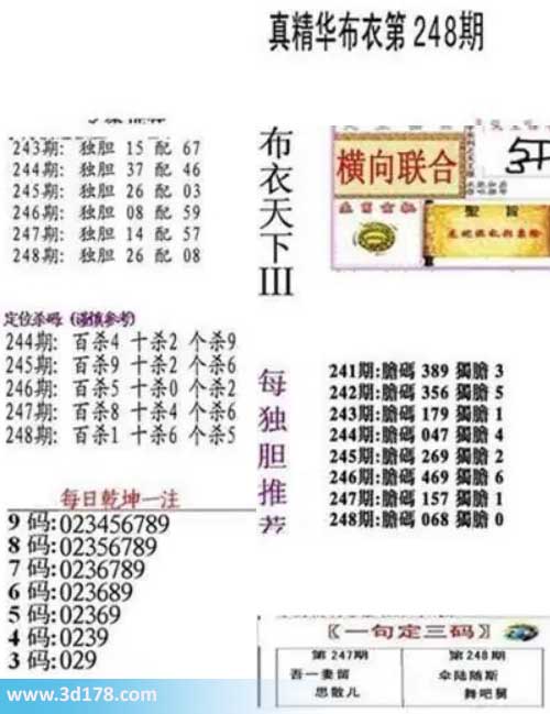 真精华布衣第2026248期推荐三码:029