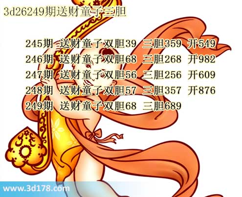 3d送财童子图第2026249期推荐：三胆689