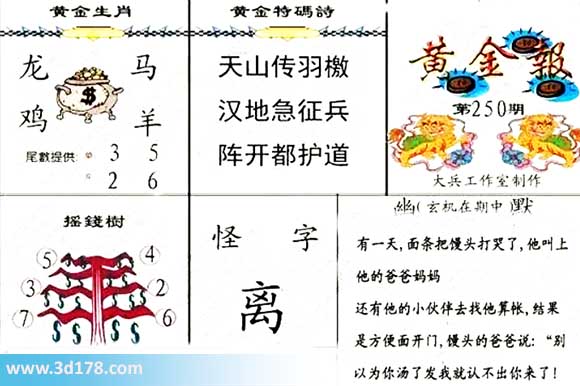 3d第2026250黄金报黄金生肖：龙马鸡羊