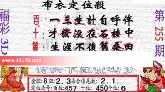 3d布衣图第255期布衣定位杀码图迷