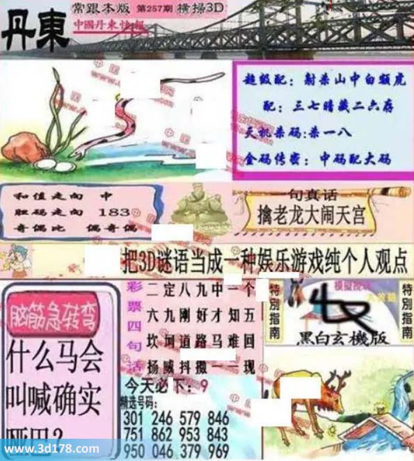 3d第2026257期丹东快报图三胆推荐:138