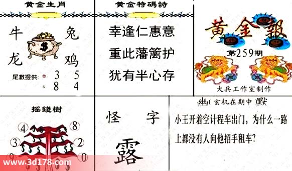 3d第2026259黄金报尾数推荐：单3 5