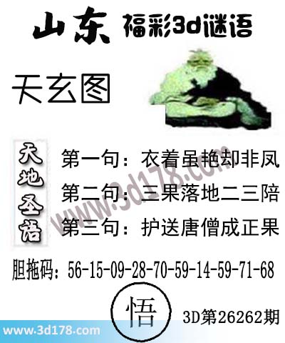 3d第2026262期丹东天玄图第二句：三果落地二三陪