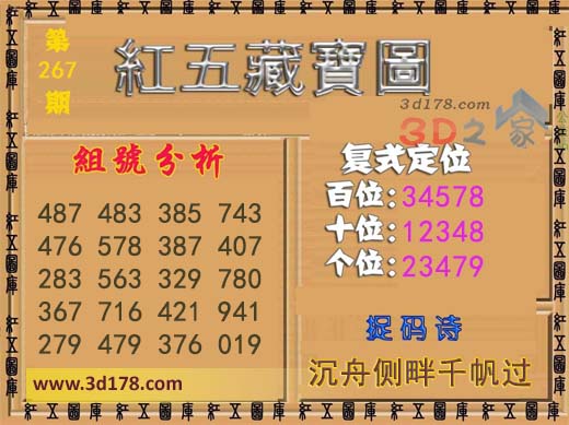 3d第2026267红五藏宝图捉码诗：沉舟侧畔千帆过