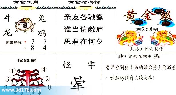 3d第2026268黄金报黄金生肖:牛兔龙鸡