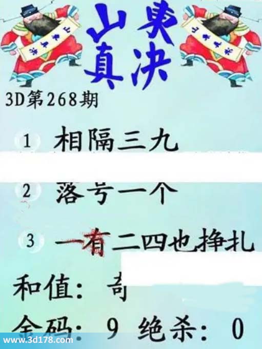 3d山东真诀图第2026268期金胆:9