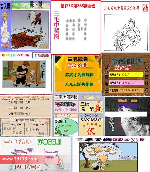 3d第2026268期三毛图库三毛综合版:三码389