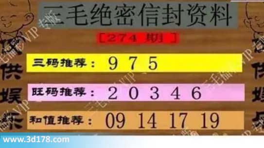 3d第2026274三毛绝密信封资料图胆码推荐：579