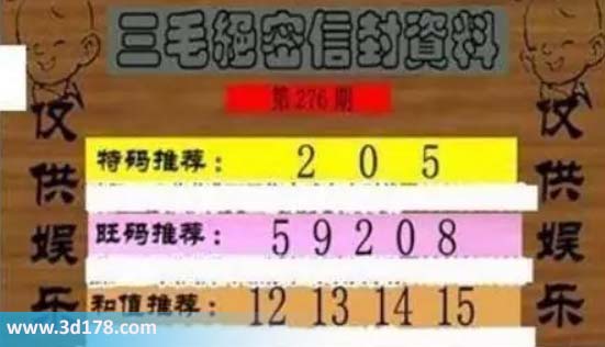 3d第2026276三毛绝密信封资料图胆码推荐:025