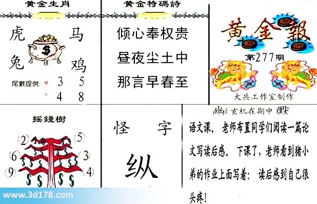 3d第2026277黄金报黄金生肖：虎马兔鸡