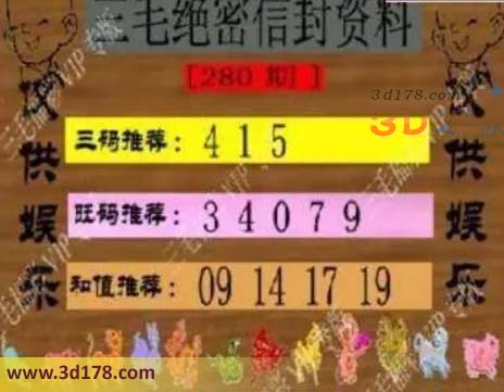 3d第2026280三毛绝密信封资料图胆码推荐：145