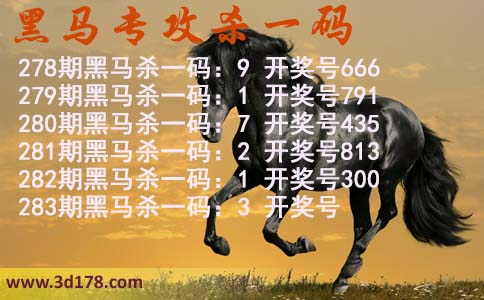 黑马专攻一码3d第2026283期杀码预测：杀一码3