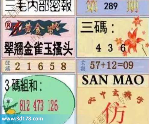 3d三毛内部密报图第2026289期三码推荐：346
