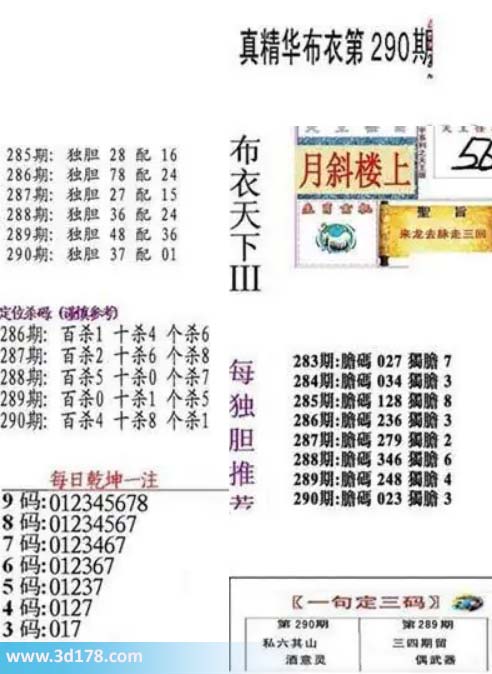 真精华布衣第2026290期推荐百位杀4